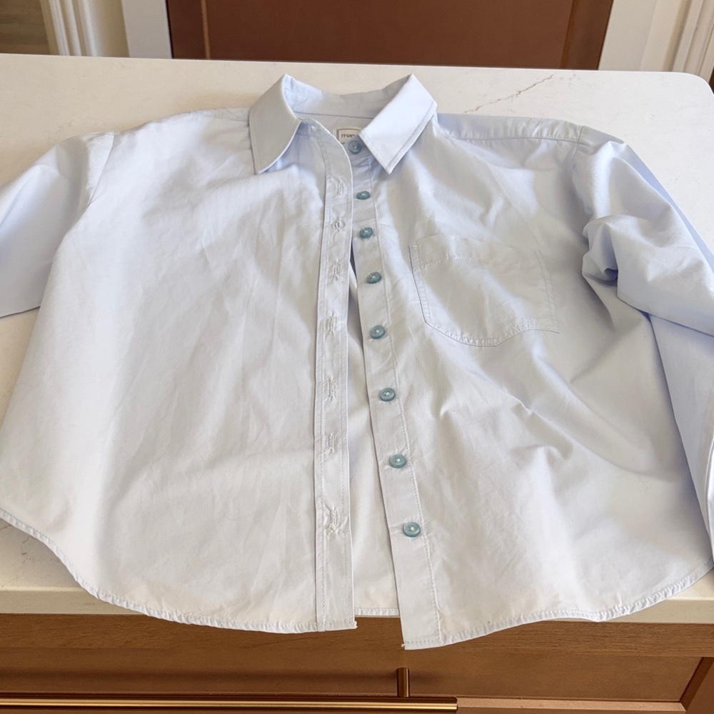 Maeve Light Blue Button-Down Oxford Shirt XS